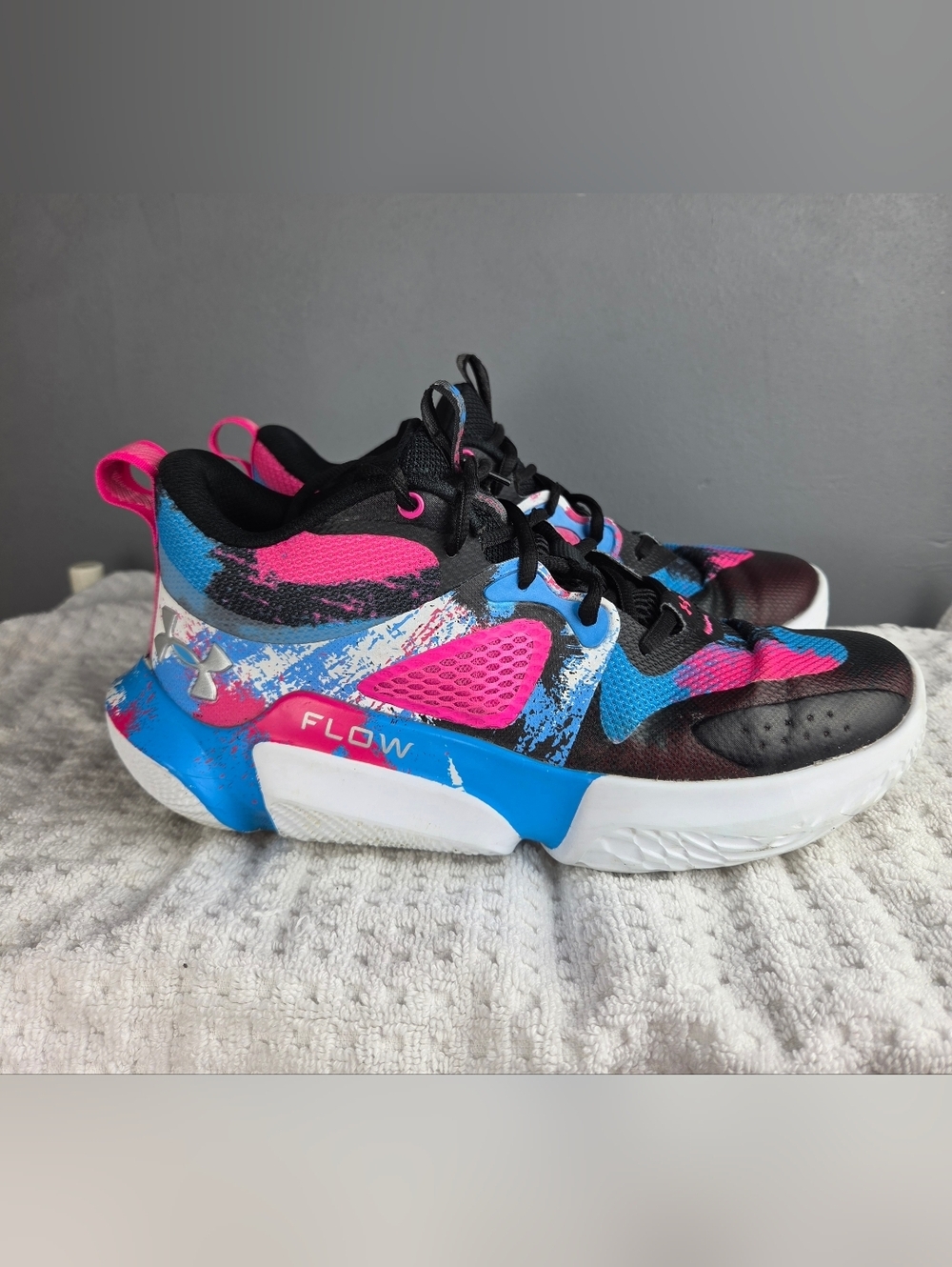 Under Armour Black Sneakers with Pink & Blue Accents